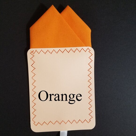 New - Orange Cotton Pre-Folded Pocket Square Handkerchief Insert - Picture 3 of 6